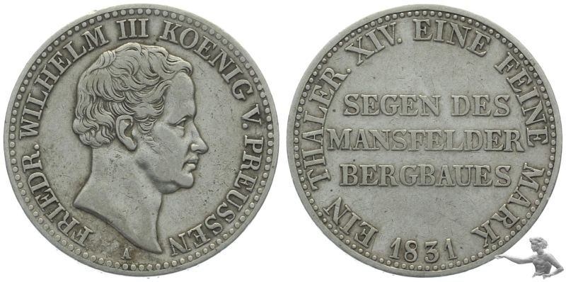 Preussen 1851 Bergbautaler Mansfeld 1831 Friedrich Wilhelm III.